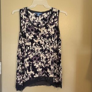 Simply Vera Vera Wang Black and Purple Floral Tank Top